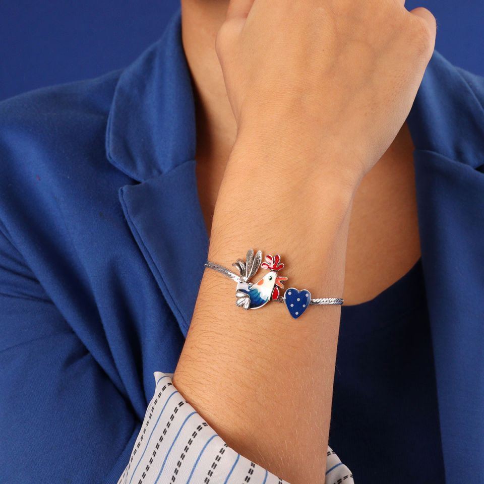 Bracelet Cocorico Couleur Argent Bleu Taratata Bijoux Fantaisie en ligne 2