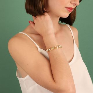 Bracelet Papyrus Couleur Dore Bleu