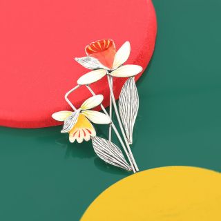 Broche Jonquille Couleur Argent Multi