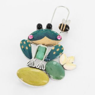 Broche Rainette Couleur Argent Bleu