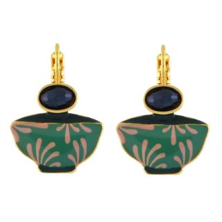 Dormeuses Cannelle Couleur Dore Vert