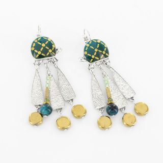 Dormeuses Galapagos Couleur Argent Vert
