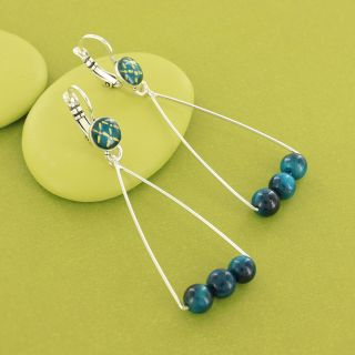 Dormeuses Galapagos Couleur Argent Vert