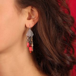 Dormeuses Indian Summer Couleur Argent Rouge