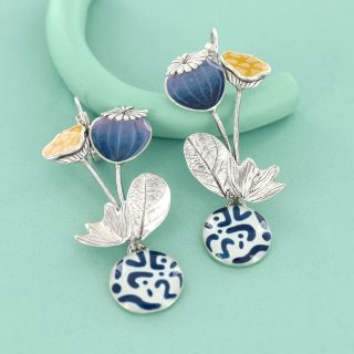 Dormeuses Opium Couleur Argent Bleu