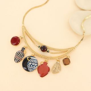 Collier Antique Couleur Dore Multi