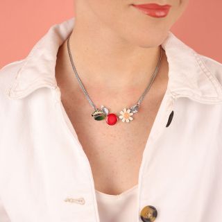 Collier Cocoon Couleur Argent Rouge