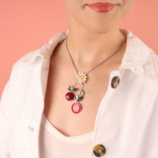 Collier Cocoon Couleur Argent Rouge