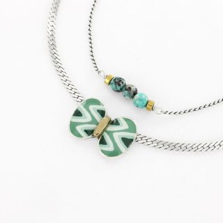 Collier Ephemere Couleur Argent Bleu