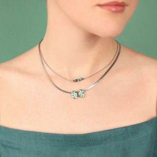 Collier Ephemere Couleur Argent Bleu