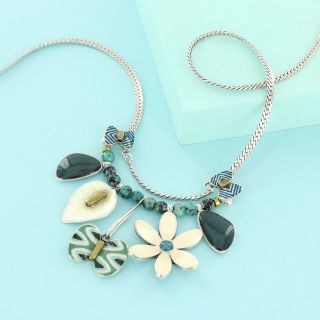 Collier Ephemere Couleur Argent Bleu