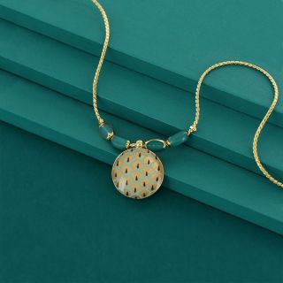 Collier Fuchsia Couleur Dore Vert