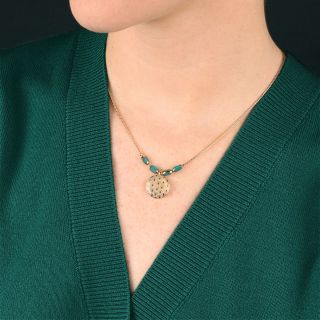 Collier Fuchsia Couleur Dore Vert