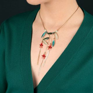 Collier Fuchsia Couleur Dore Multi