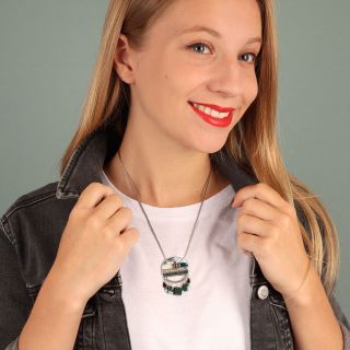 Collier Metropolitain Couleur Argent Bleu