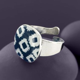 Bague Cactus Couleur Argent Bleu