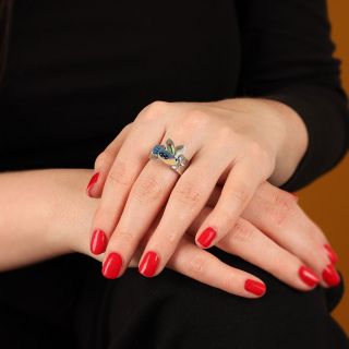 Bague Dans Les Nuages Couleur Argent Bleu