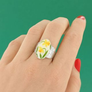 Bague Jonquille Couleur Argent Jaune