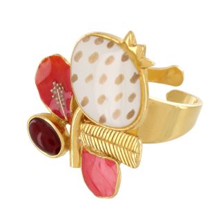 Bague Orient Couleur Dore Rouge